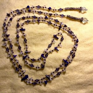 Vintage 1990s beaded and semi-precious lariat necklace